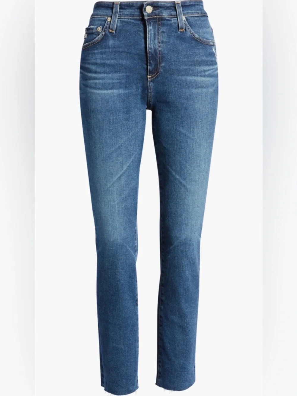 ADRIANO GOLDSCHMIED MARI RAW HEM HIGH WAIST CROP STRAIGHT LEG DENIM JEANS SZ 28 - Picture 5 of 10